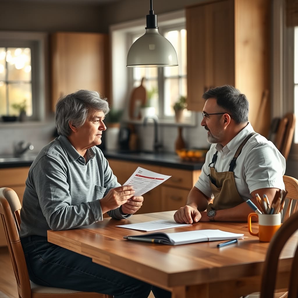 Homeowner and contractor reviewing renovation costs together
